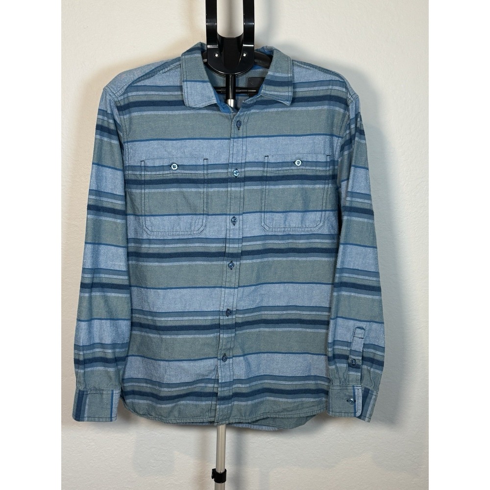 The North Face Men's XL Striped Button Down Shirt Blue Long Sleeve Casual